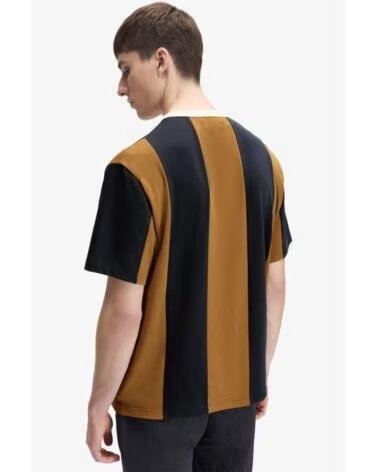T-SHIRT À MANCHES COURTES FRED PERRY X MEYBA RAYURES DARK CARAMEL BROWN
