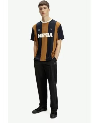 T-SHIRT À MANCHES COURTES FRED PERRY X MEYBA RAYURES DARK CARAMEL BROWN