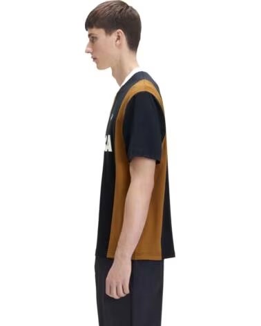 T-SHIRT À MANCHES COURTES FRED PERRY X MEYBA RAYURES DARK CARAMEL BROWN