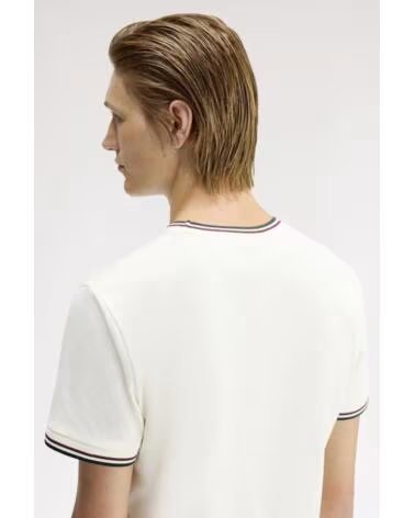 T-SHIRT FRED PERRY TWIN TIPPED ECRU OXBLOOD GRASSROOTS WHITE