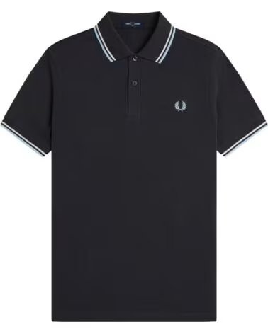 FRED PERRY SLIM FIT TWIN TIPPED POLO ANCHOR GREY ECRU BALL BOY BLUE