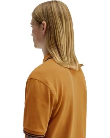 POLO SLIM FIT TWIN TIPPED DARK CARAMEL NAVY BROWN