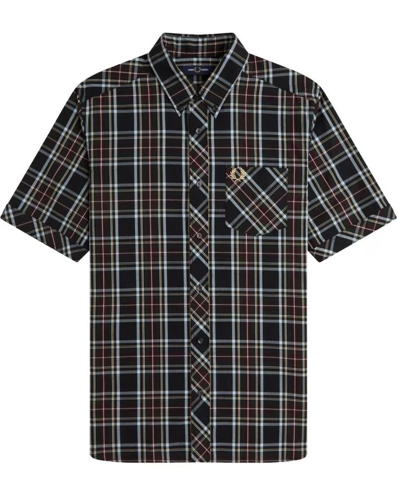 FRED PERRY CLASSIC TARTAN SHORT SLEEVE SHIRT BLACK