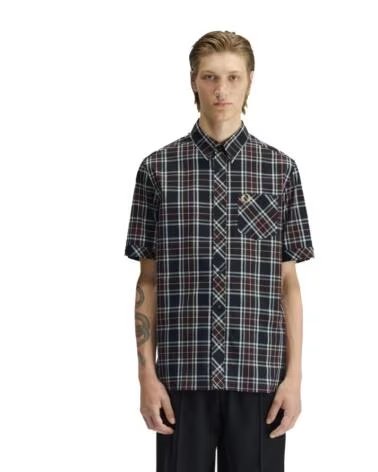 FRED PERRY CLASSIC TARTAN SHORT SLEEVE SHIRT BLACK