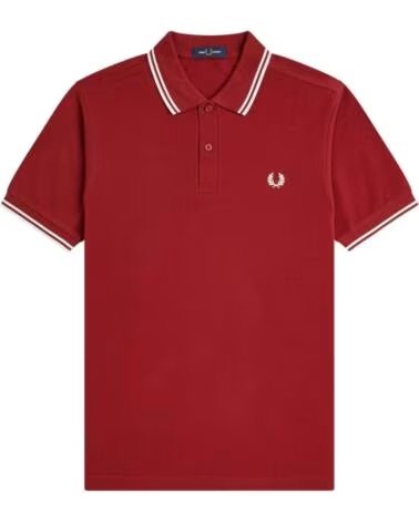 POLO SLIM FIT TWIN TIPPED BURNT RED Y SNOW WHITE
