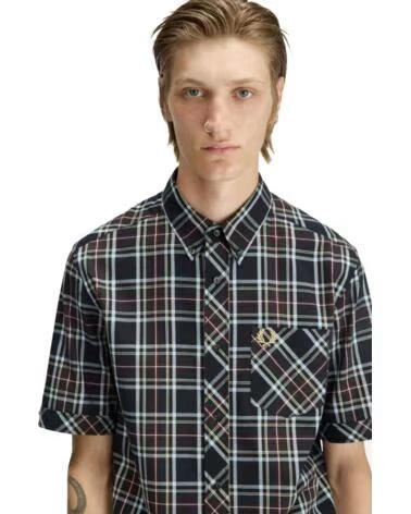 FRED PERRY CLASSIC TARTAN SHORT SLEEVE SHIRT BLACK