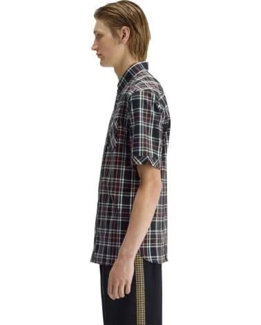 FRED PERRY CLASSIC TARTAN SHORT SLEEVE SHIRT BLACK