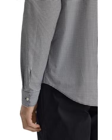 FRED PERRY LANGARMHEMD MIT MIKRO-GINGHAM-MUSTER SCHWARZ BLACK