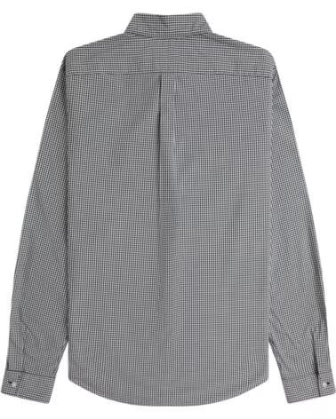 FRED PERRY LANGARMHEMD MIT MIKRO-GINGHAM-MUSTER SCHWARZ BLACK