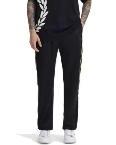 PANTALÓN DE CHÁNDAL FRED PERRY TAPED TRACK NEGRO Y CHAMPÁN BLACK