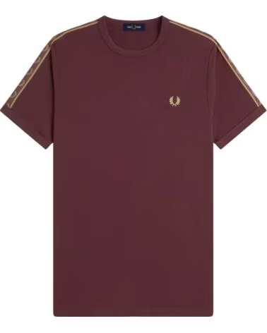 T-SHIRT FRED PERRY CONTRAST TAPE RINGER OXBLOOD CHAMPAGNE BURGUNDY