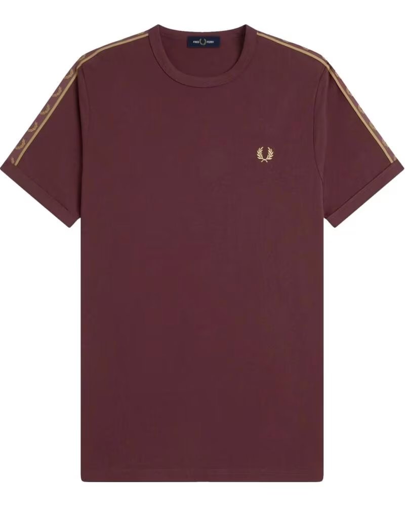 T-SHIRT FRED PERRY CONTRAST TAPE RINGER OXBLOOD CHAMPAGNE BURGUNDY