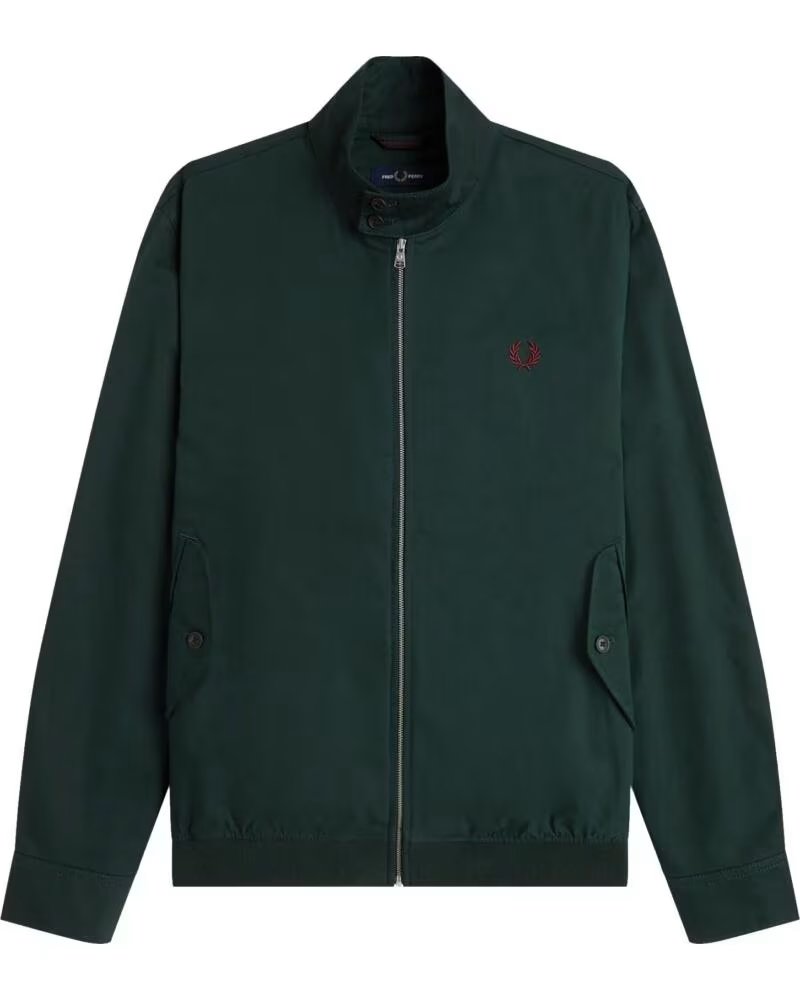 FRED PERRY GIACCA TWILL HARRINGTON VERDE SCURO DARK GREEN