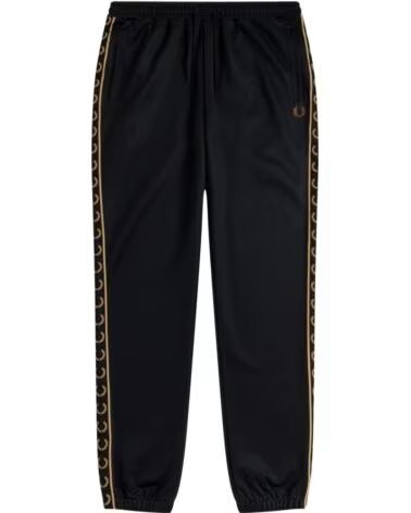 PANTALÓN DE CHÁNDAL FRED PERRY TAPED TRACK NEGRO Y CHAMPÁN BLACK
