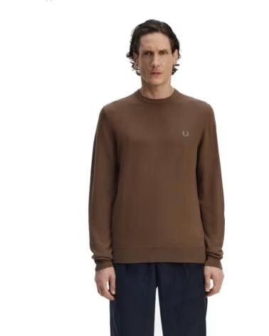 PULL FRED PERRY CLASSIC CREW NECK MARRON BROWN