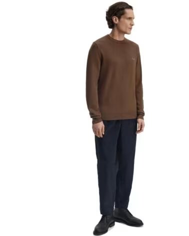 PULL FRED PERRY CLASSIC CREW NECK MARRON BROWN