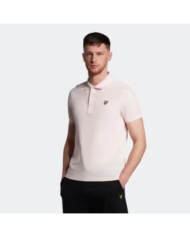 LYLE & SCOTT UNIFARBENES KURZARM-POLOSHIRT FÜR HERREN HELLROSA LIGHT PINK