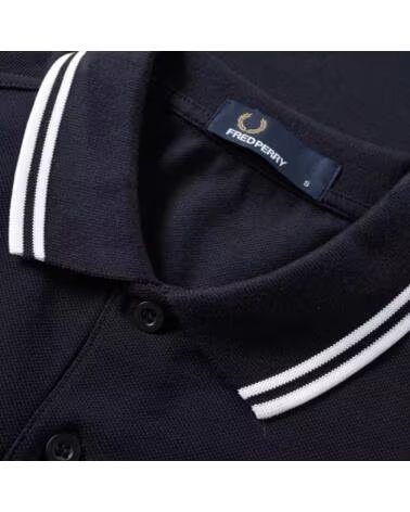 FRED PERRY POLO COUPE AJUSTÉE À DOUBLE LISERÉ NAVY