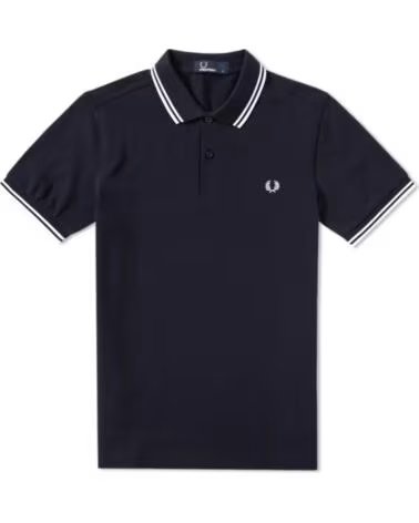 FRED PERRY POLO COUPE AJUSTÉE À DOUBLE LISERÉ NAVY