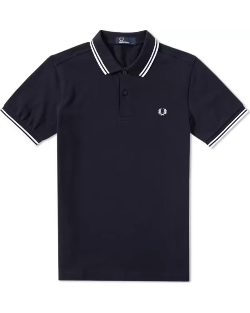 FRED PERRY POLO COUPE AJUSTÉE À DOUBLE LISERÉ NAVY