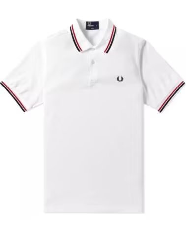 POLO FRED PERRY SLIM FIT TWIN TIPPED BLANCO ROJO AZUL MARINO WHITE