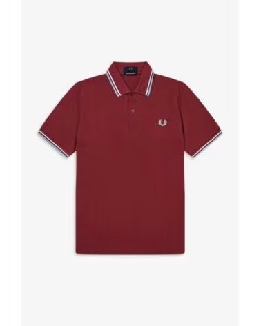 POLO FRED PERRY REISSUES ORIGINAL TWIN TIPPED BURDEOS BLANCO HIELO BURGUNDY