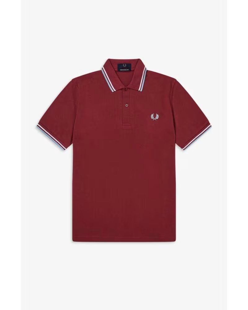 FRED PERRY REISSUES ORIGINAL TWIN TIPPED POLOHEMD BORDEAUX EISWEISS BURGUNDY