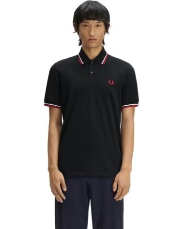 FRED PERRY REISSUES ORIGINAL TWIN TIPPED POLO BLACK