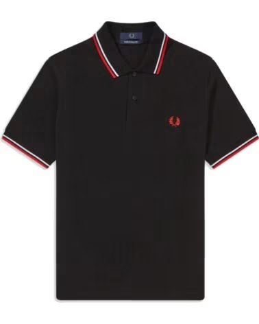FRED PERRY REISSUES ORIGINAL TWIN TIPPED POLO BLACK