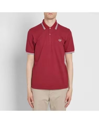 FRED PERRY REISSUES ORIGINAL TWIN TIPPED POLOHEMD BORDEAUX EISWEISS BURGUNDY