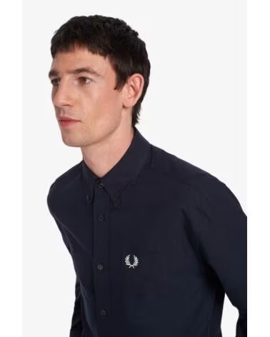 FRED PERRY LANGARM OXFORD HEMD DUNKELBLAU NAVY