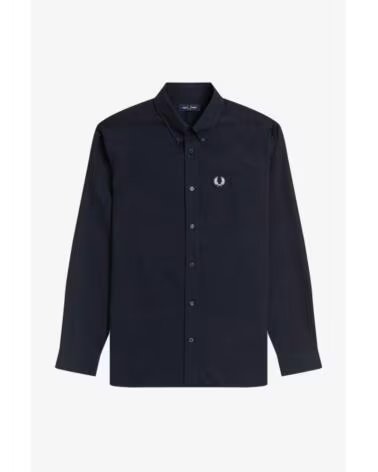 FRED PERRY LANGARM OXFORD HEMD DUNKELBLAU NAVY
