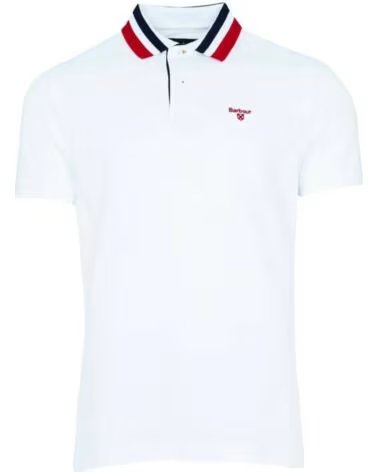 BARBOUR HAWKESWATER POLO CON CUELLO RAYADO BLANCO WHITE