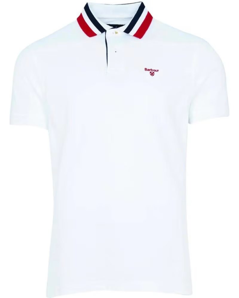 BARBOUR HAWKESWATER POLO CON CUELLO RAYADO BLANCO WHITE
