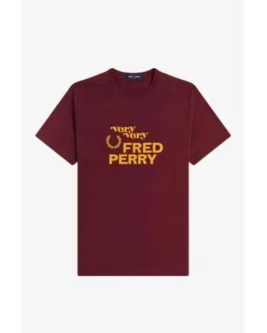 T-SHIRT IMPRIMÉ FRED PERRY BOURGOGNE AUBERGINE BURGUNDY