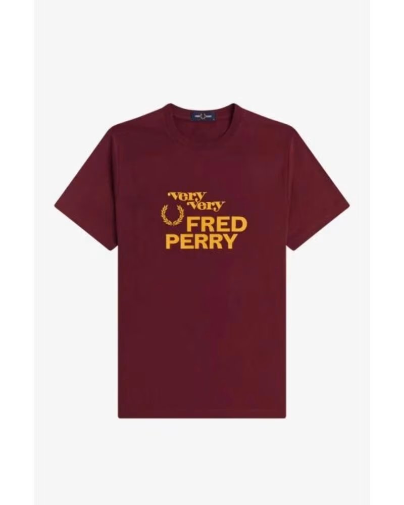 T-SHIRT IMPRIMÉ FRED PERRY BOURGOGNE AUBERGINE BURGUNDY