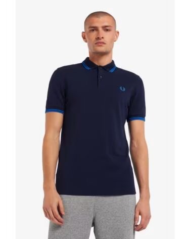 FRED PERRY POLO SLIM FIT TWIN TIPPED MARINEBLAU NAVY