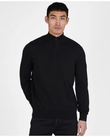 BARBOUR INTERNATIONAL PULL EN COTON À DEMI-ZIP BLACK