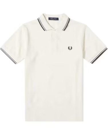 FRED PERRY POLO SLIM FIT TWIN TIPPED SNOW WHITE LIGHT OYSTER BLACK