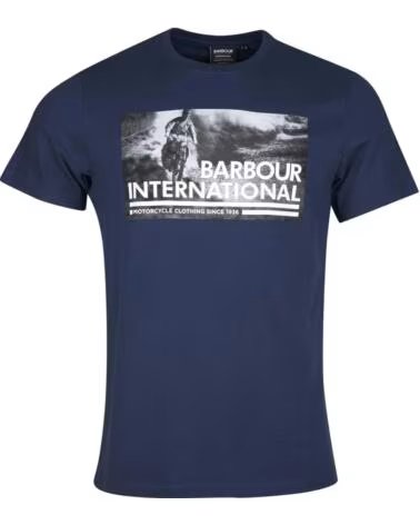 T-SHIRT BARBOUR INTERNATIONAL PHOTO HISTORY NAVY