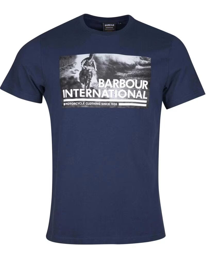 T-SHIRT BARBOUR INTERNATIONAL PHOTO HISTORY NAVY