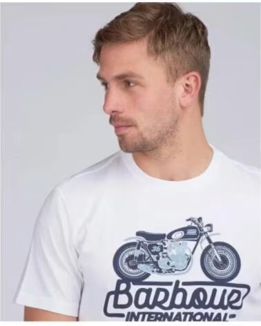 CAMISETA BARBOUR INTERNATIONAL REFLEX ESTAMPADO MOTOCICLETA WHITE