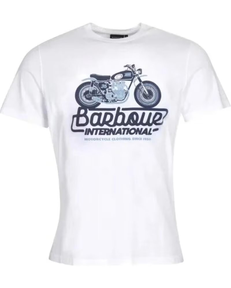 CAMISETA BARBOUR INTERNATIONAL REFLEX ESTAMPADO MOTOCICLETA WHITE