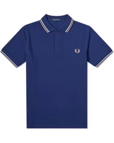 POLO FRED PERRY SLIM FIT TWIN TIPPED FRENCH NAVY - ECRU WARM STONE
