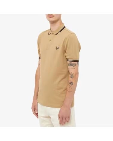 FRED PERRY POLO SLIM FIT TWIN TIPPED BEIS MARINO BEIGE