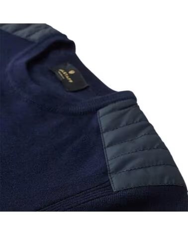PULL-OVER À COL ROND EN LAINE MÉRINOS KERRIGAN BELSTAFF BLEU MARINE NAVY
