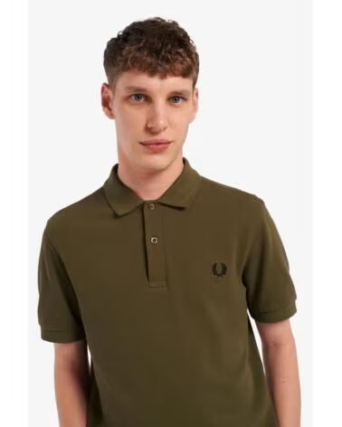 POLO SLIM FIT LISO FRED PERRY VERDE UNIFORME - NEGRO DARK GREEN