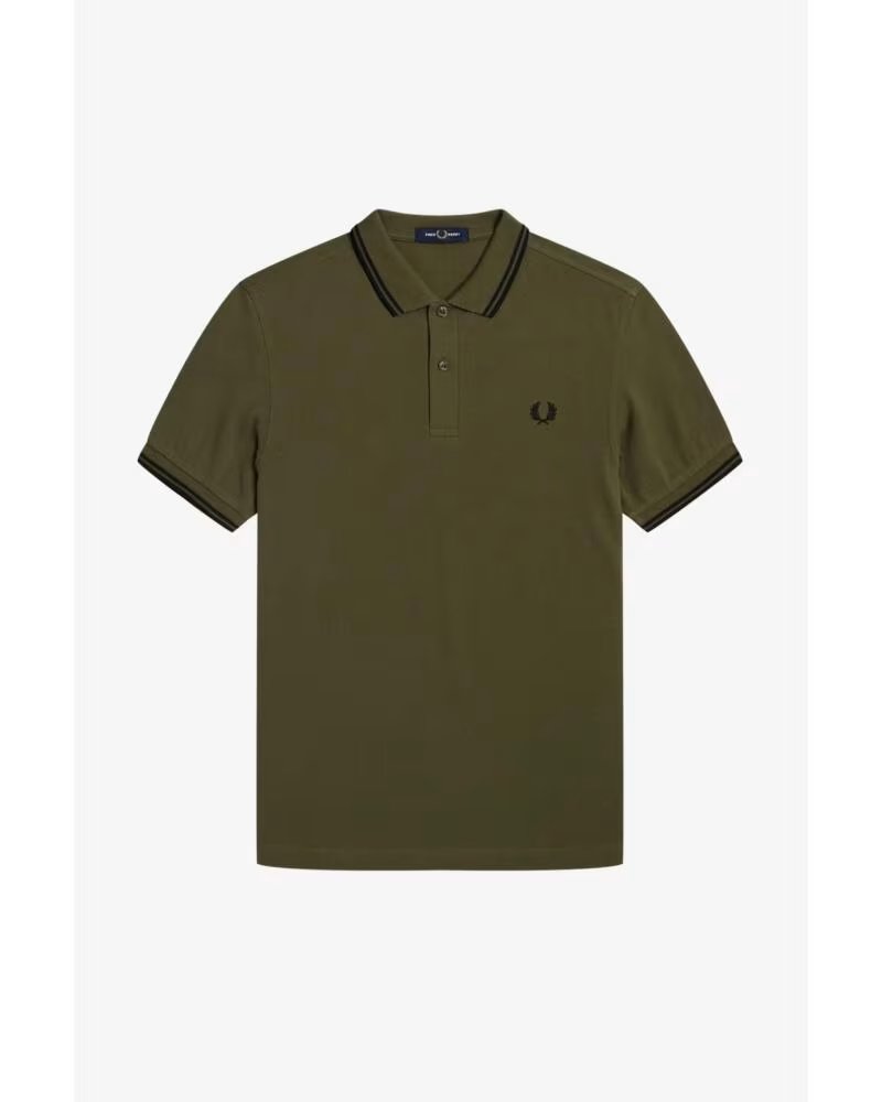 FRED PERRY SLIM FIT TWIN TIPPED POLO DARK GREEN