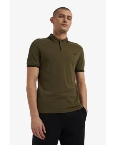 FRED PERRY SLIM FIT TWIN TIPPED POLO DARK GREEN