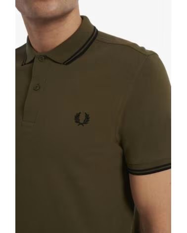 FRED PERRY SLIM FIT TWIN TIPPED POLO DARK GREEN